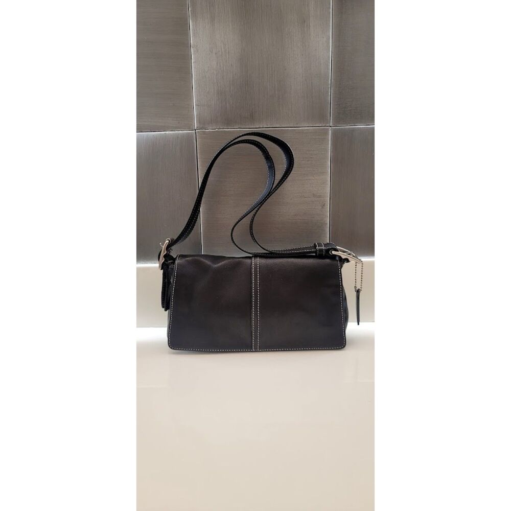 Y2K Vintage Coach East West Leather Cross Body Shoulder Bag 2000s Black Bag Vtg